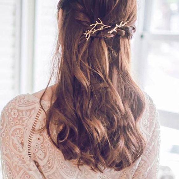 'Enchanted Tree' Golden Branch 2-piece Hair Pin - Picture 8 of 8